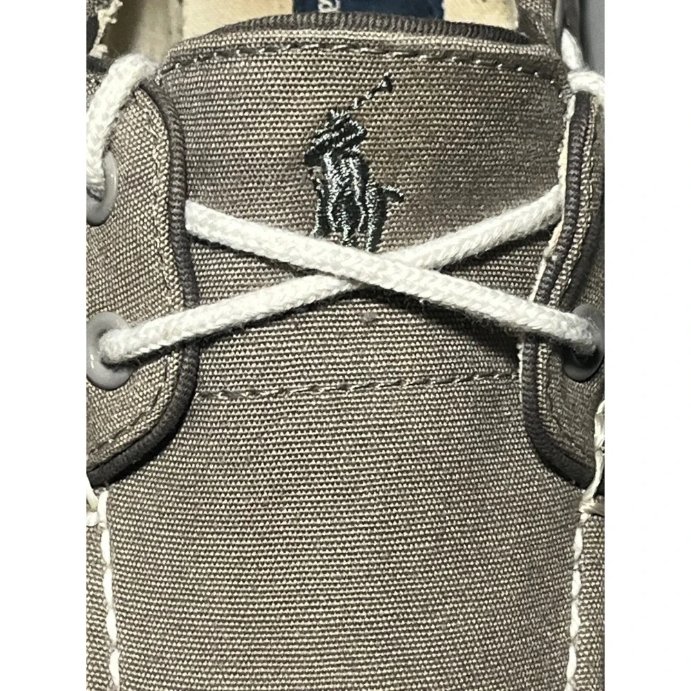 Polo Ralph Lauren Lander P Canvas Boat Shoes Mens 8D Taupe Brown 00001629 F13